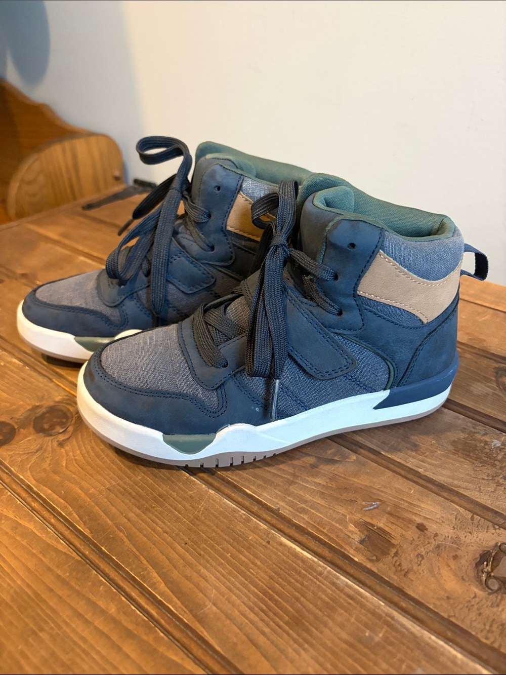 wonder nation Boys Navy and Tan High-Top Sneakers